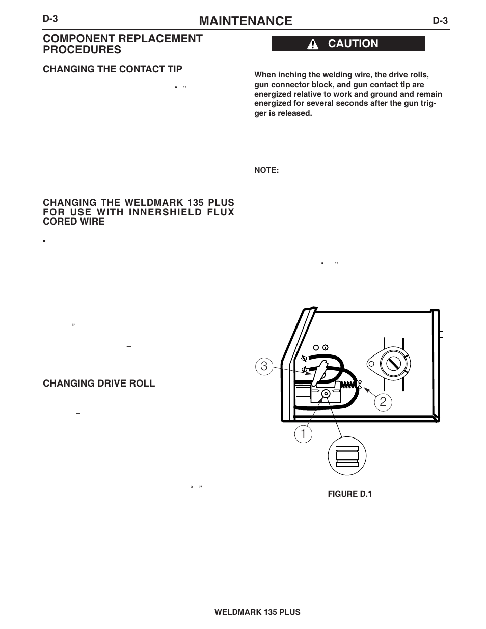 Maintenance, Component replacement procedures, Caution | Lincoln Electric IM789 WELDMARK 135 PLUS User Manual | Page 26 / 36