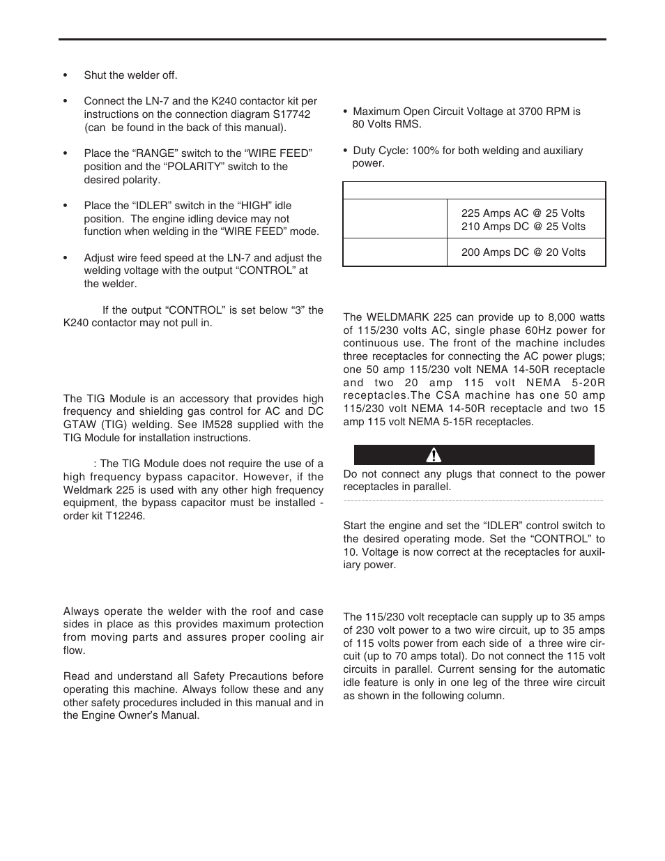 Installation, Instructions, Caution | Lincoln Electric IM766 WELDMARK 225 User Manual | Page 13 / 36