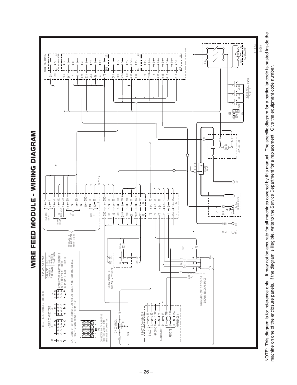 Wire feed module - wiring diagram | Lincoln Electric IM513 WIRE FEED MODULE User Manual | Page 26 / 44