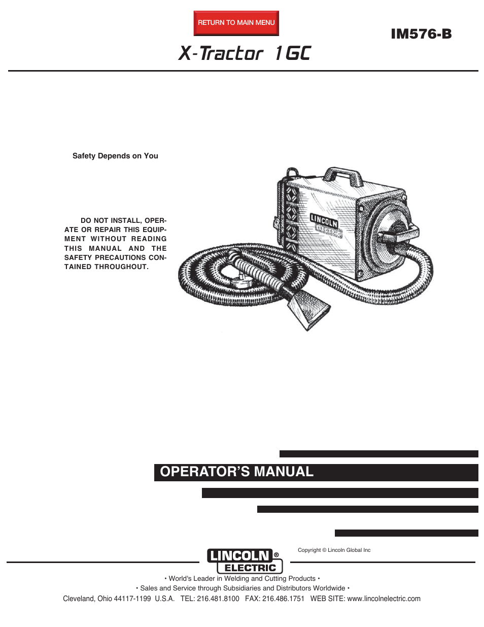 Lincoln Electric IM576 X-TRACTOR 1GC User Manual | 20 pages