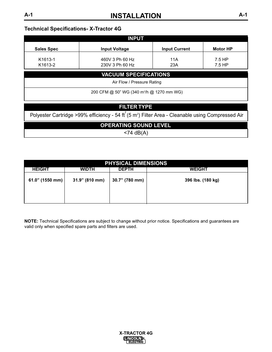 Installation | Lincoln Electric IM608 X-TRACTOR 4G User Manual | Page 8 / 18