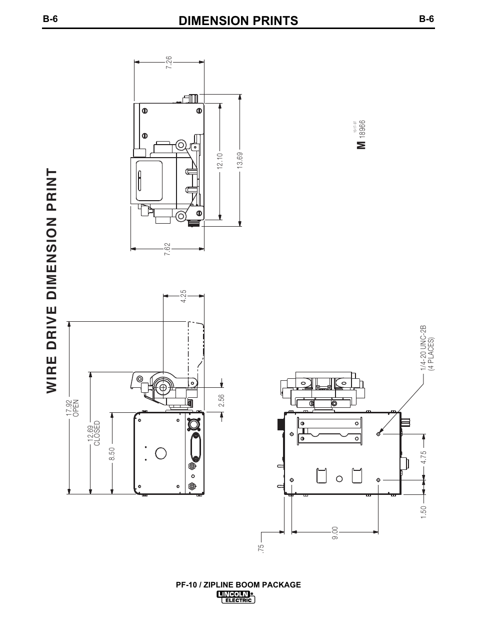 Wire drive dimension print, Dimension prints | Lincoln Electric IM596-1 PF-10_ZIPLINE BOOM PACKAGE User Manual | Page 18 / 23