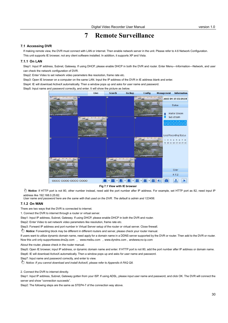 7 remote surveillance | LT Security LTD2516HE User Manual | Page 30 / 73