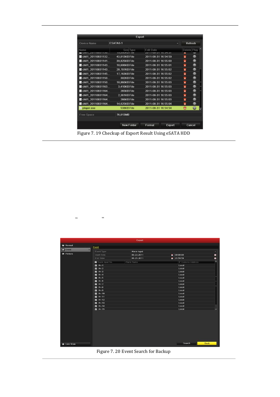 Backing up by event search, 3 backing up by event search | LT Security LTN7600 Series NVR (V2.2.3) User Manual | Page 114 / 205