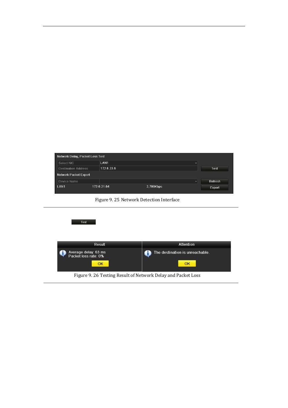 Configuring network detection, Testing network delay and packet loss, Exporting network packet | 4 configuring network detection, 1 testing network delay and packet loss, 2 exporting network packet | LT Security LTN7600 Series NVR (V2.2.3) User Manual | Page 154 / 205