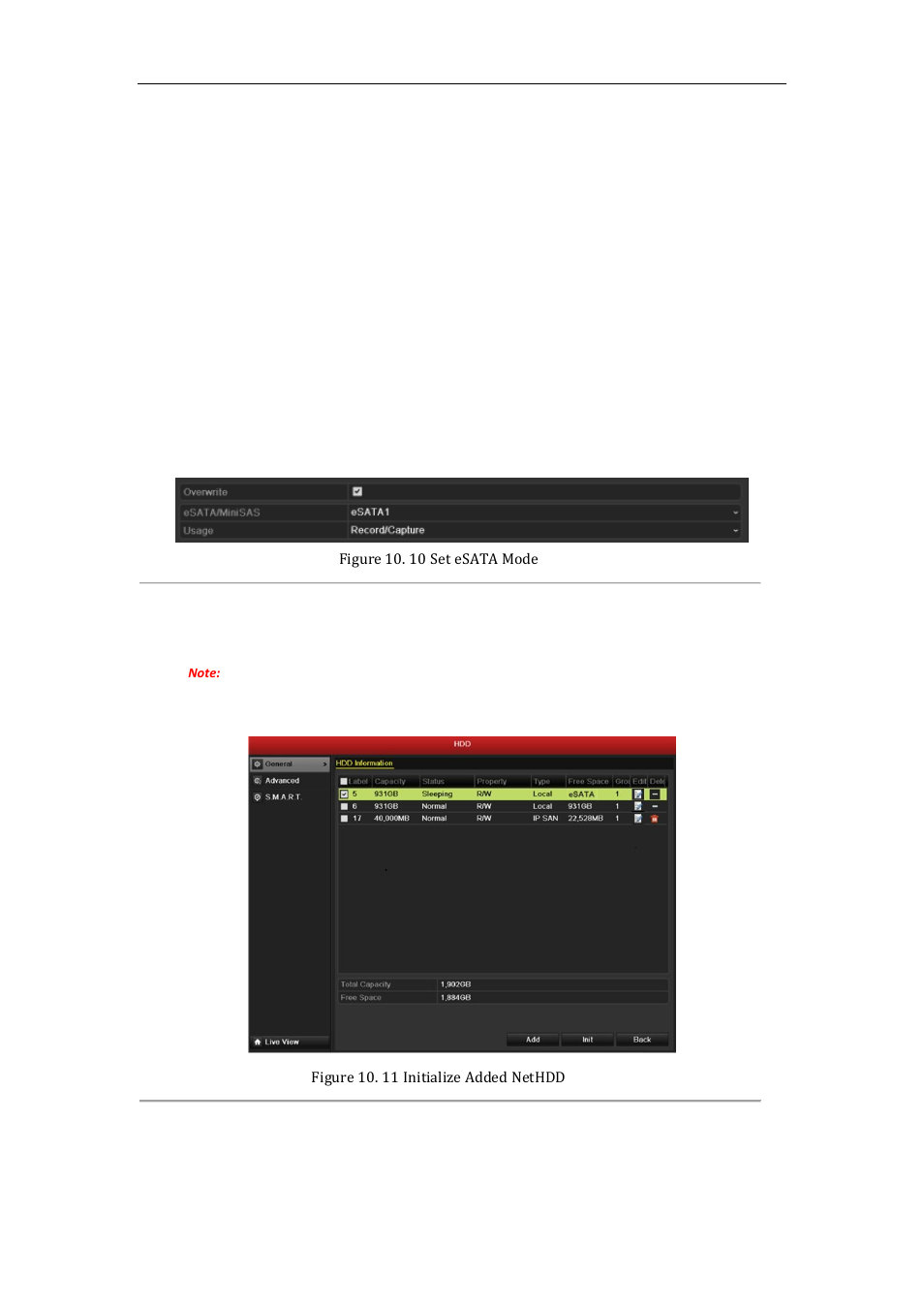 Managing esata, 3 managing esata | LT Security LTN7600 Series NVR (V2.2.3) User Manual | Page 164 / 205