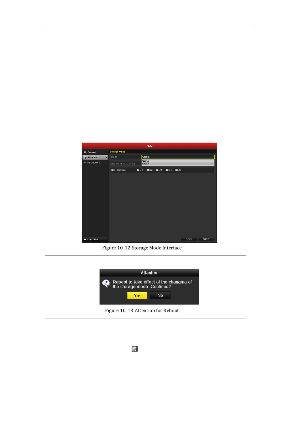 Managing hdd group, Setting hdd groups, 4 managing hdd group | 1 setting hdd groups | LT Security LTN7600 Series NVR (V2.2.3) User Manual | Page 165 / 205
