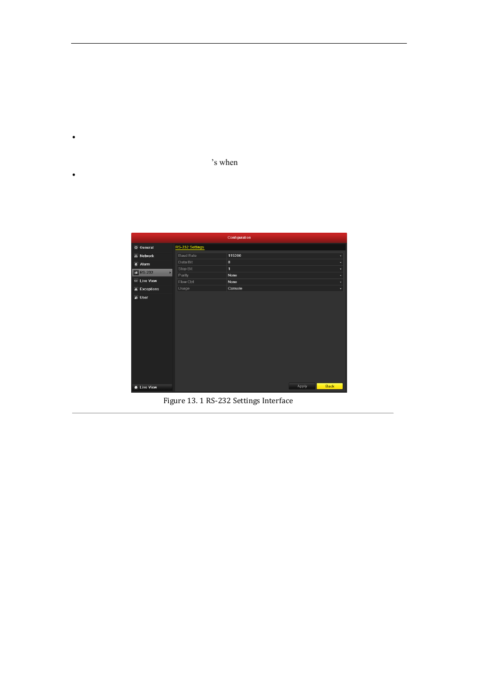 Configuring rs-232 serial port, 1 configuring rs-232 serial port | LT Security LTN7600 Series NVR (V2.2.3) User Manual | Page 192 / 205