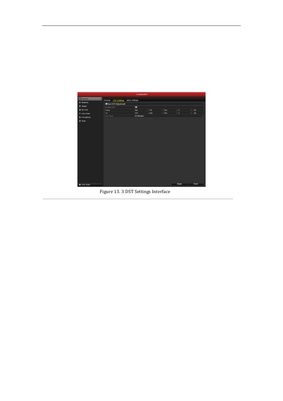 Configuring dst settings, 3 configuring dst settings | LT Security LTN7600 Series NVR (V2.2.3) User Manual | Page 194 / 205