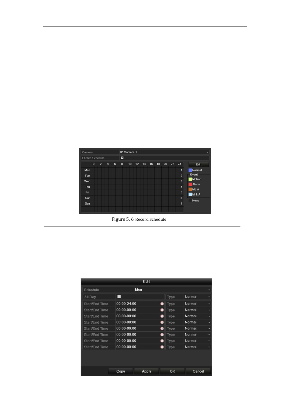 Configuring record/capture schedule, 2 configuring record/capture schedule | LT Security LTN7600 Series NVR (V2.2.3) User Manual | Page 63 / 205