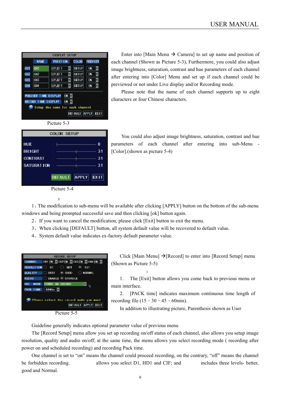 User manual, 1 camera, 2 record | LT Security LTD451H6 User Manual | Page 12 / 33