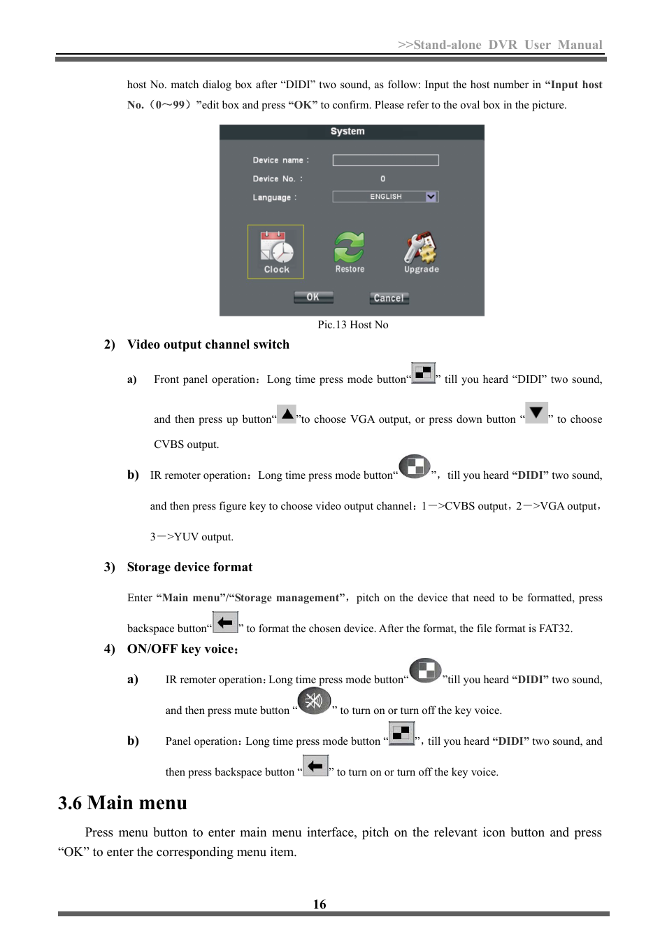 6 main menu, Main menu | LT Security LTD3446HT User Manual | Page 17 / 36