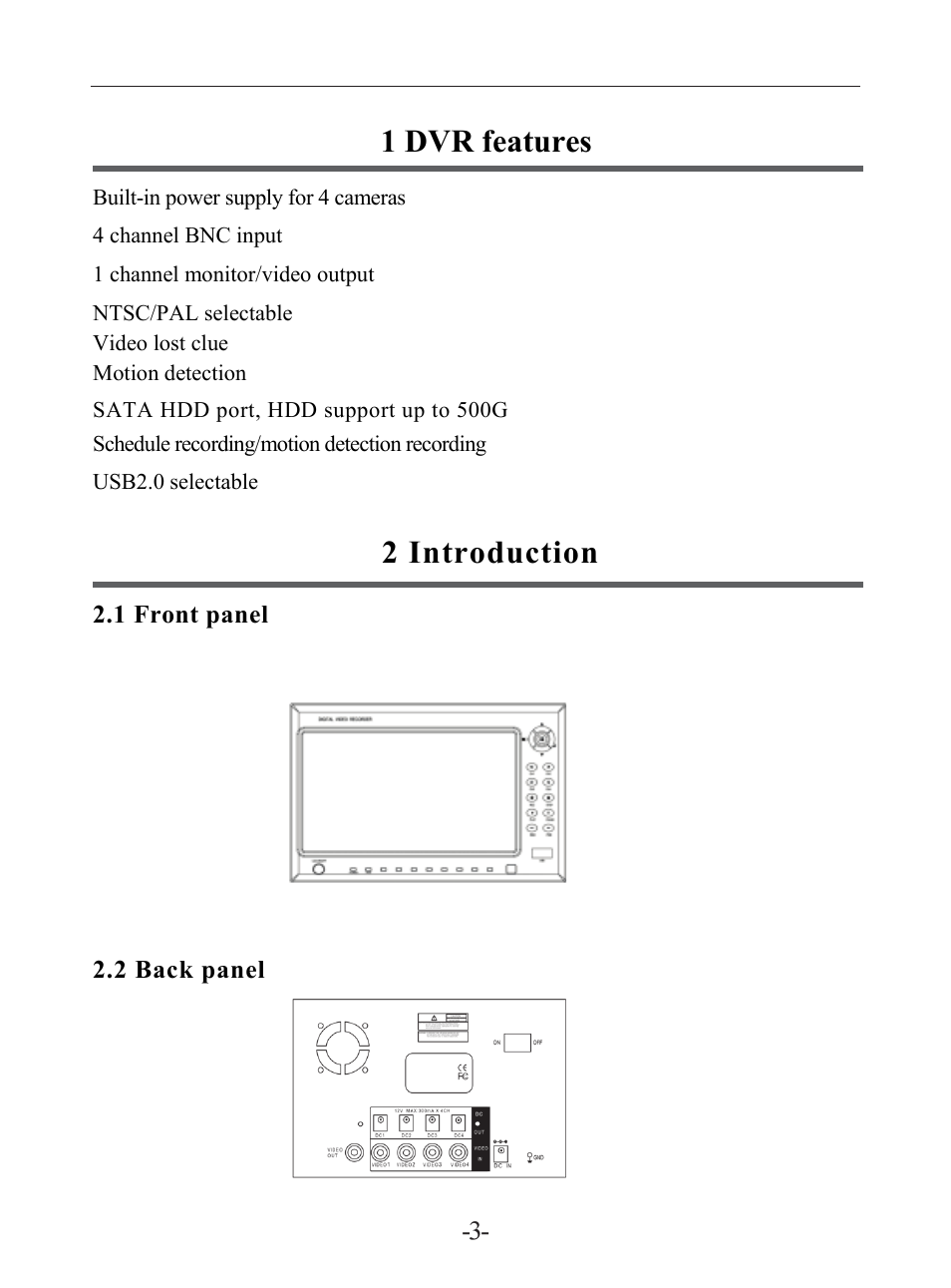 1 dvr features, 2 introduction | LT Security LTD7604JM User Manual | Page 4 / 19