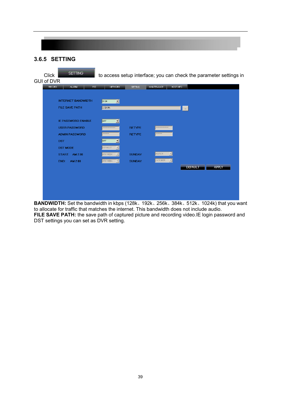 5 setting | LT Security LTD7726 User Manual | Page 39 / 48