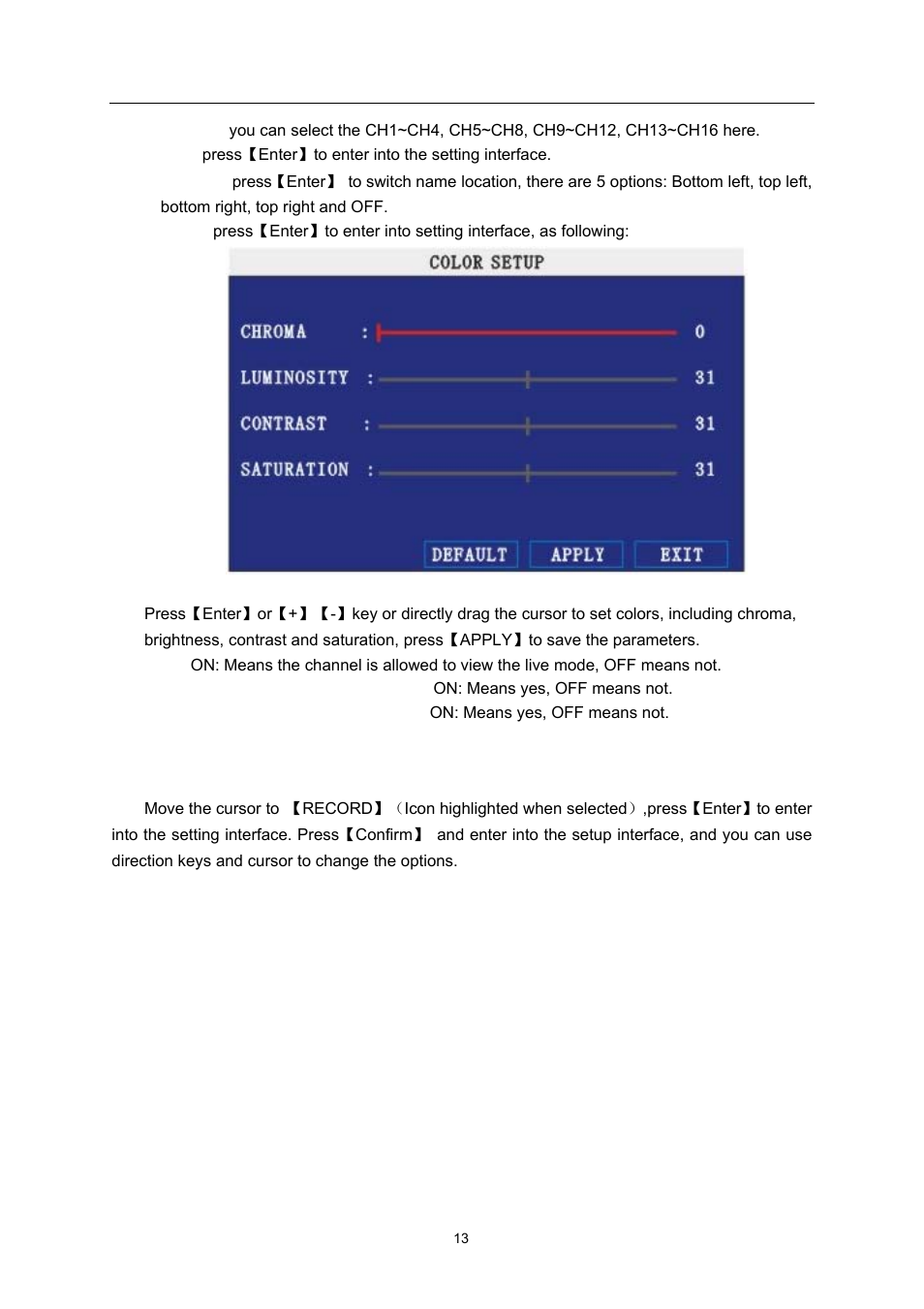 Record setup | LT Security LTD7726 CD User Manual | Page 13 / 48