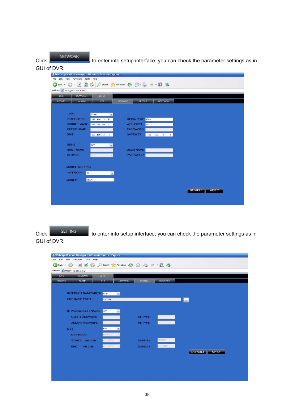 Network, Setting | LT Security LTD7726 CD User Manual | Page 38 / 48