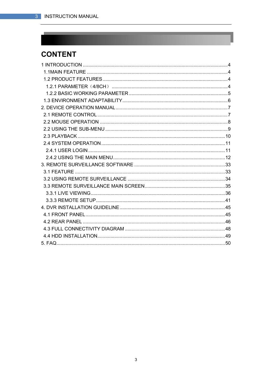 Content | LT Security LTD7708 User Manual | Page 3 / 54