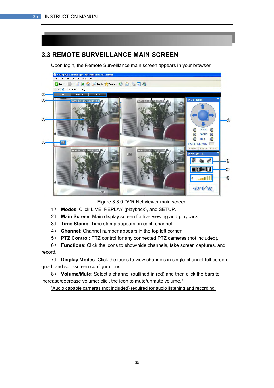 3 remote surveillance main screen | LT Security LTD7708 User Manual | Page 35 / 54