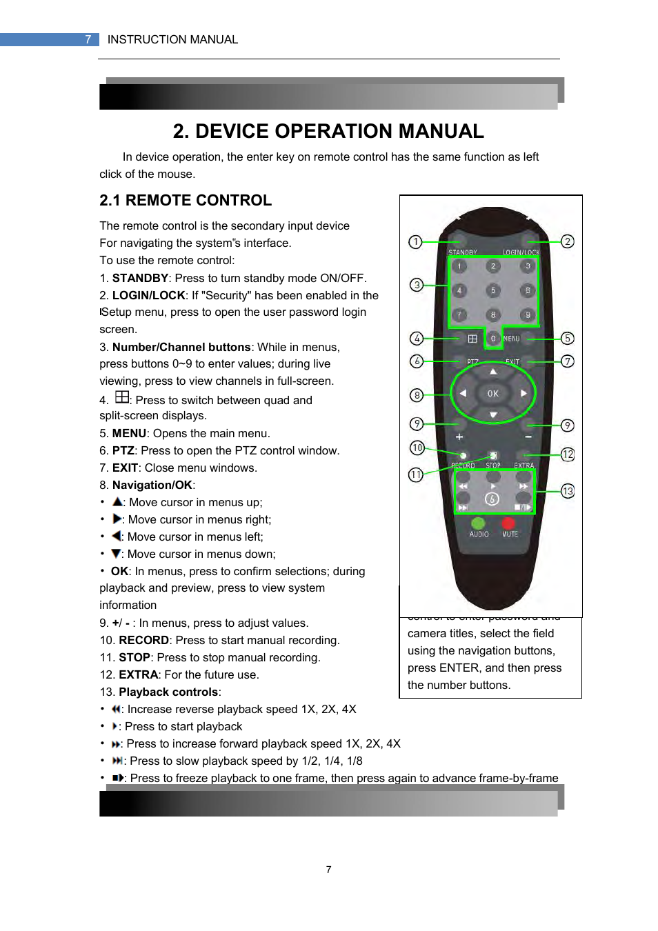 Device operation manual, 1 remote control | LT Security LTD7708 User Manual | Page 7 / 54