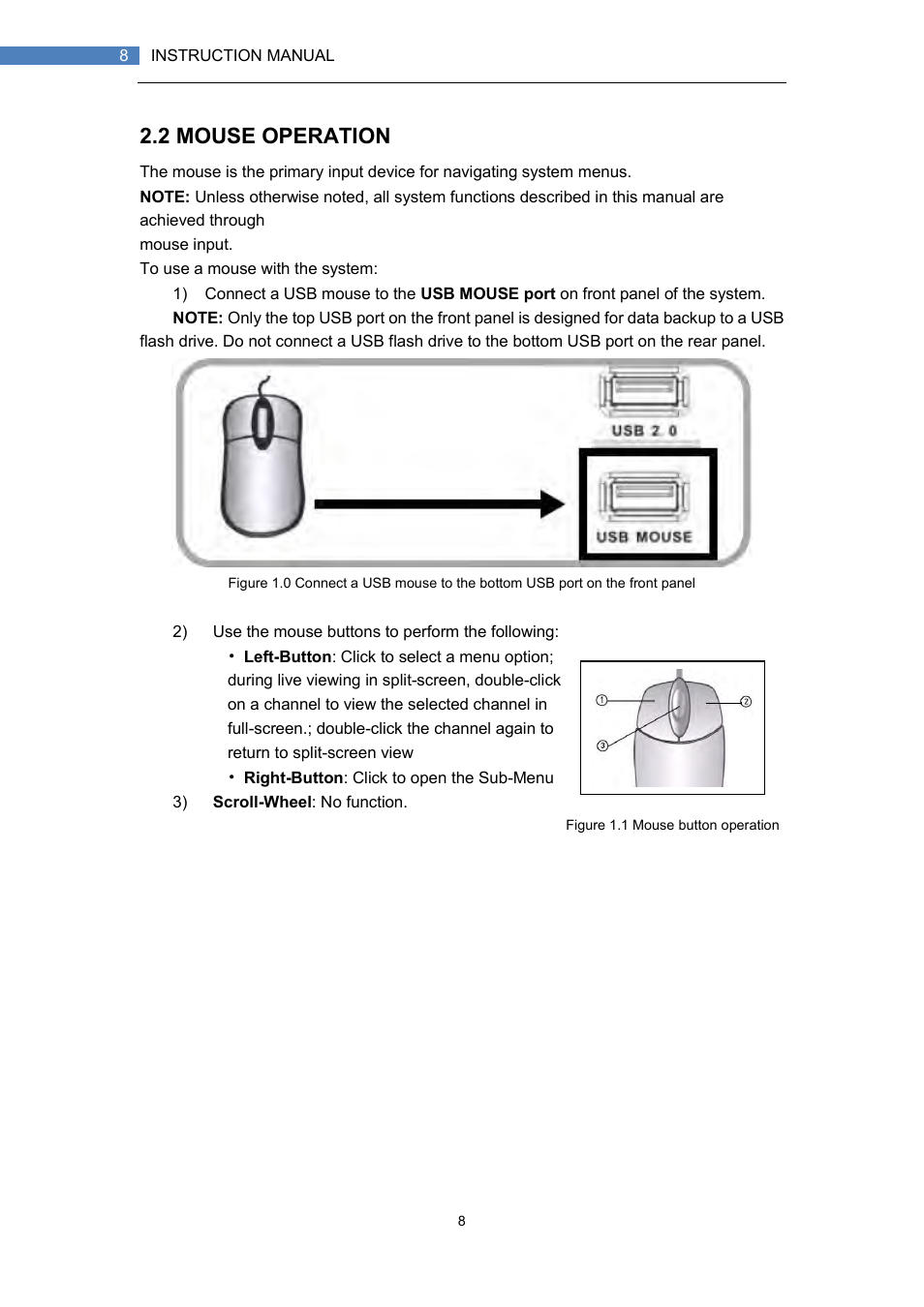 2 mouse operation | LT Security LTD7708 User Manual | Page 8 / 54