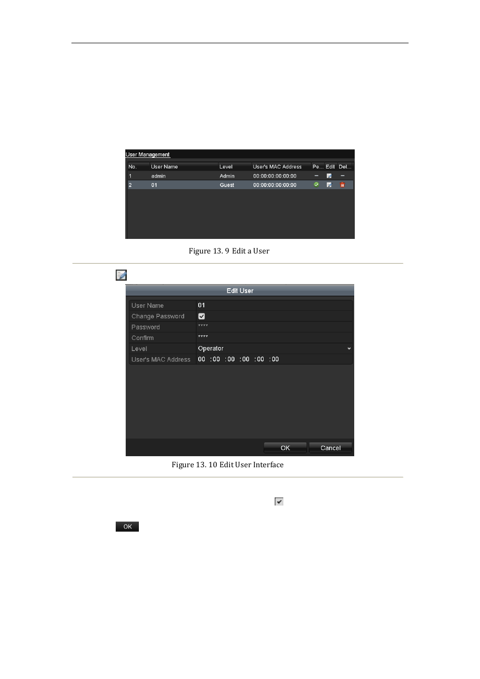 Editing a user, Changing password of admin, 3 editing a user | 4 changing password of admin | LT Security LTN7616-HT (Hybrid) User Manual | Page 179 / 193