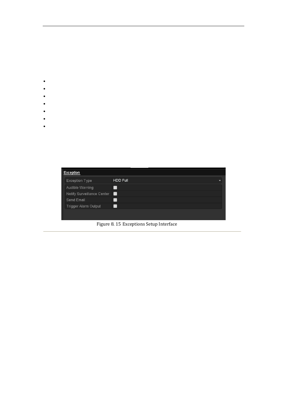 Handling exceptions alarm, 5 handling exceptions alarm | LT Security LTN8600 Series NVR (V2.3.2) User Manual | Page 126 / 215