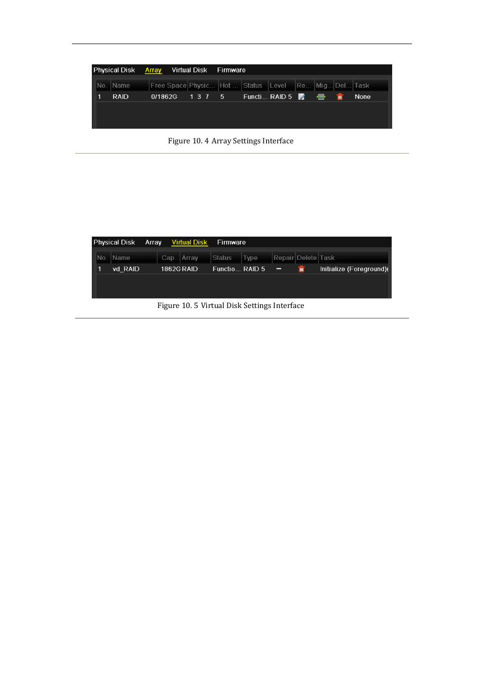 Manually creating array and virtual disk, 2 manually creating array and virtual disk | LT Security LTN8600 Series NVR (V2.3.2) User Manual | Page 153 / 215