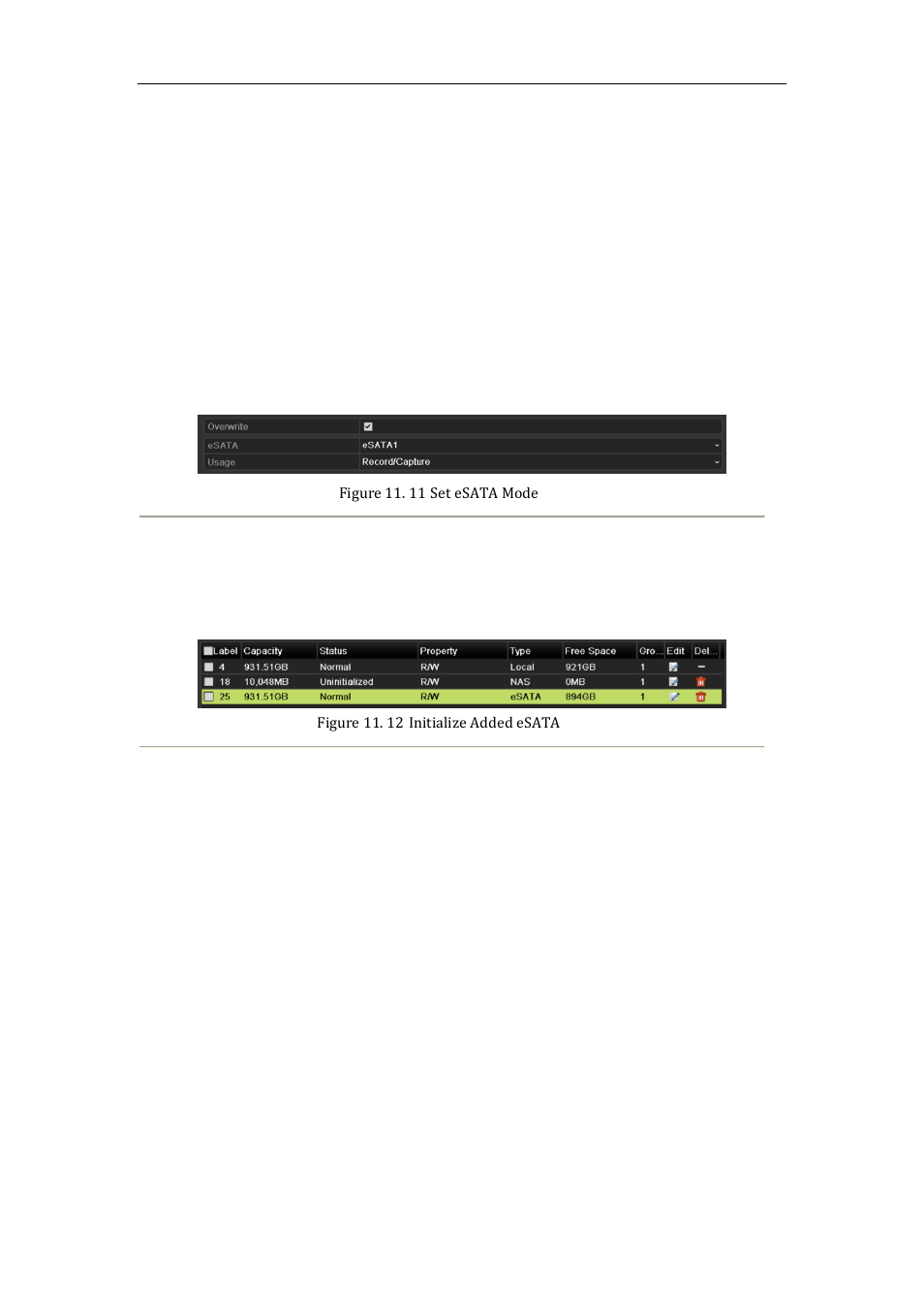 Managing esata, 3 managing esata | LT Security LTN8600 Series NVR (V2.3.2) User Manual | Page 173 / 215