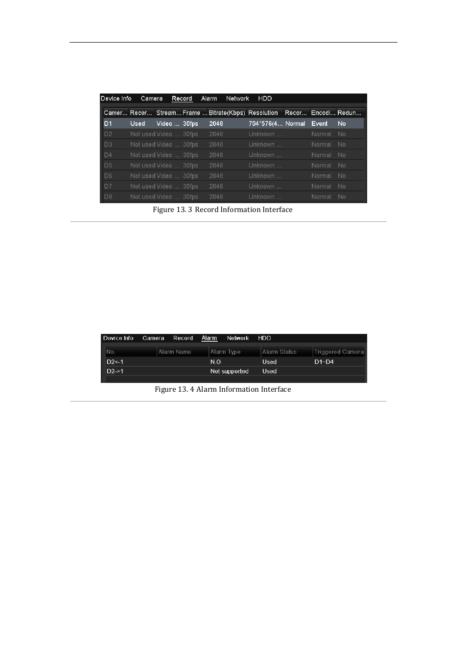 Viewing alarm information, Viewing network information, 4 viewing alarm information | 5 viewing network information | LT Security LTN8600 Series NVR (V2.3.2) User Manual | Page 190 / 215