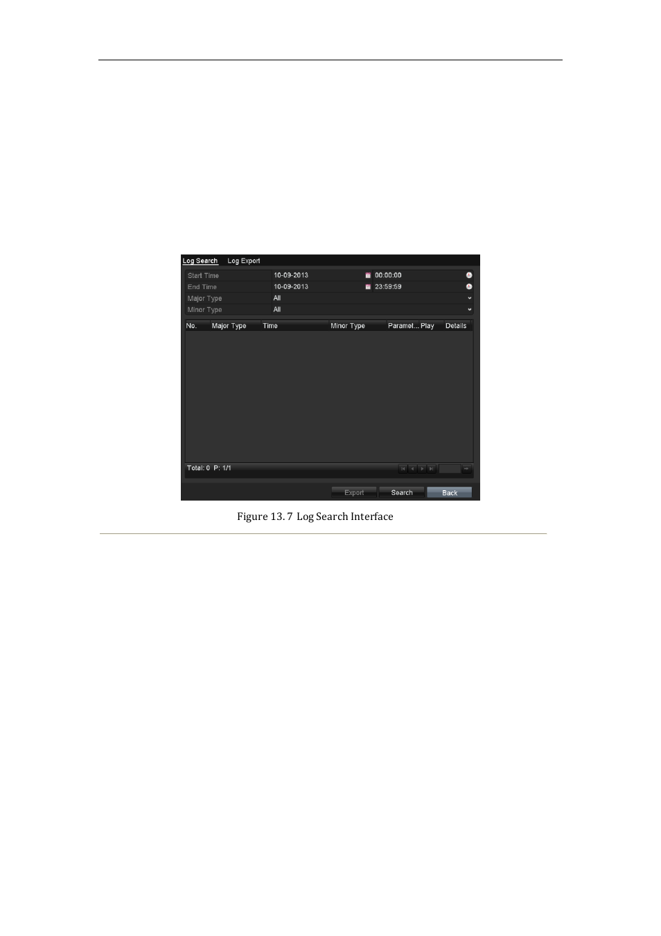 Searching & export log files, 2 searching & export log files | LT Security LTN8600 Series NVR (V2.3.2) User Manual | Page 192 / 215