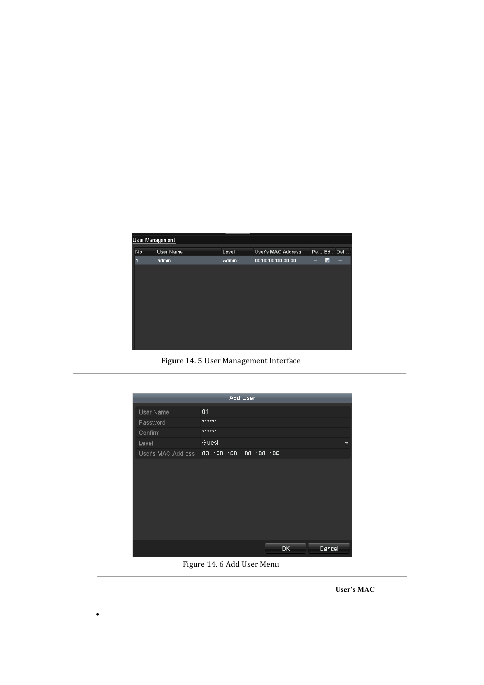 Managing user accounts, Adding a user, 5 managing user accounts | 1 adding a user | LT Security LTN8600 Series NVR (V2.3.2) User Manual | Page 204 / 215