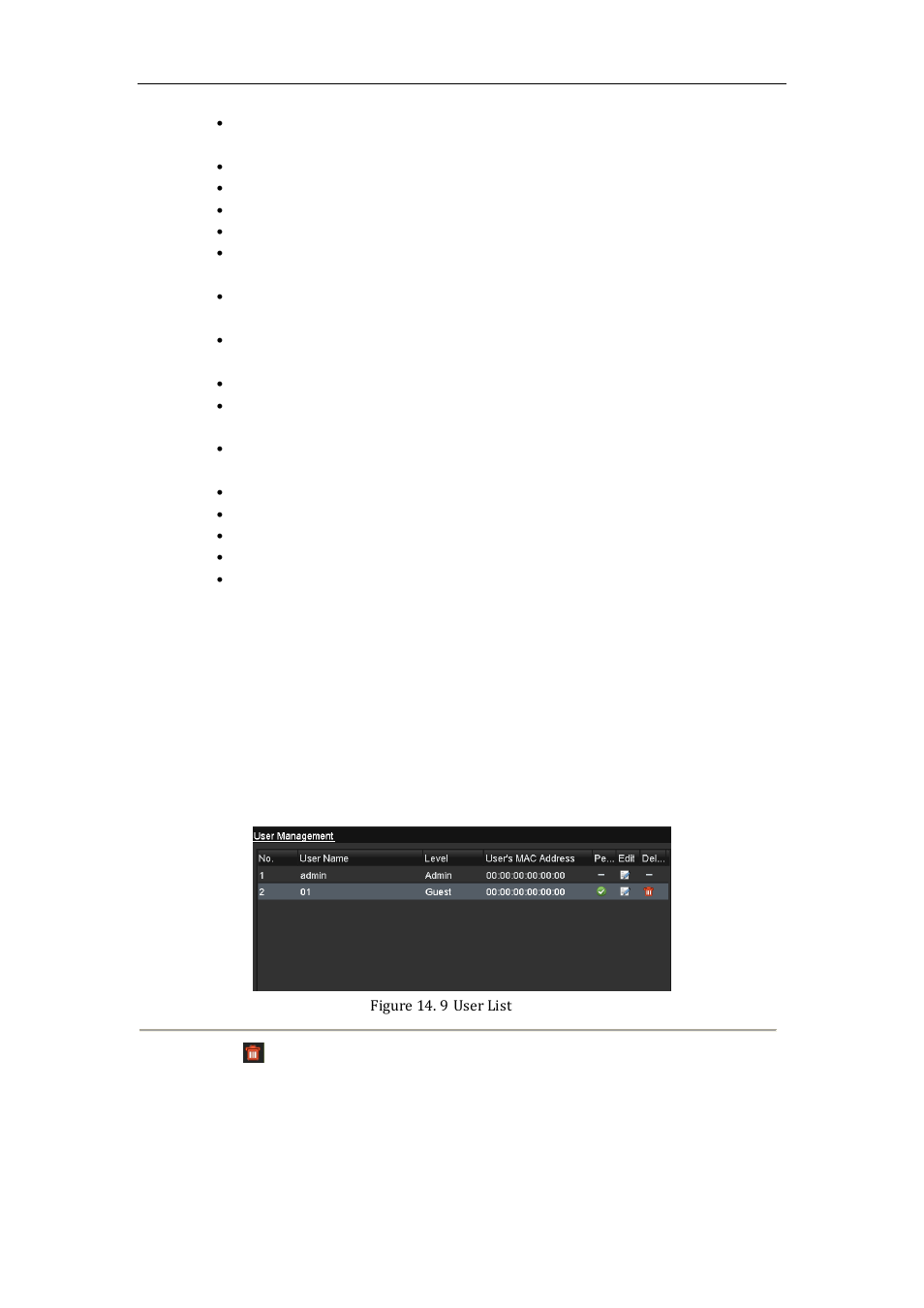 Deleting a user, 2 deleting a user | LT Security LTN8600 Series NVR (V2.3.2) User Manual | Page 206 / 215