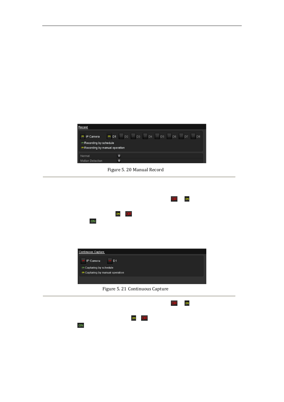 Manual record and continuous capture, 5 manual record and continuous capture | LT Security LTN8600 Series NVR (V2.3.2) User Manual | Page 74 / 215