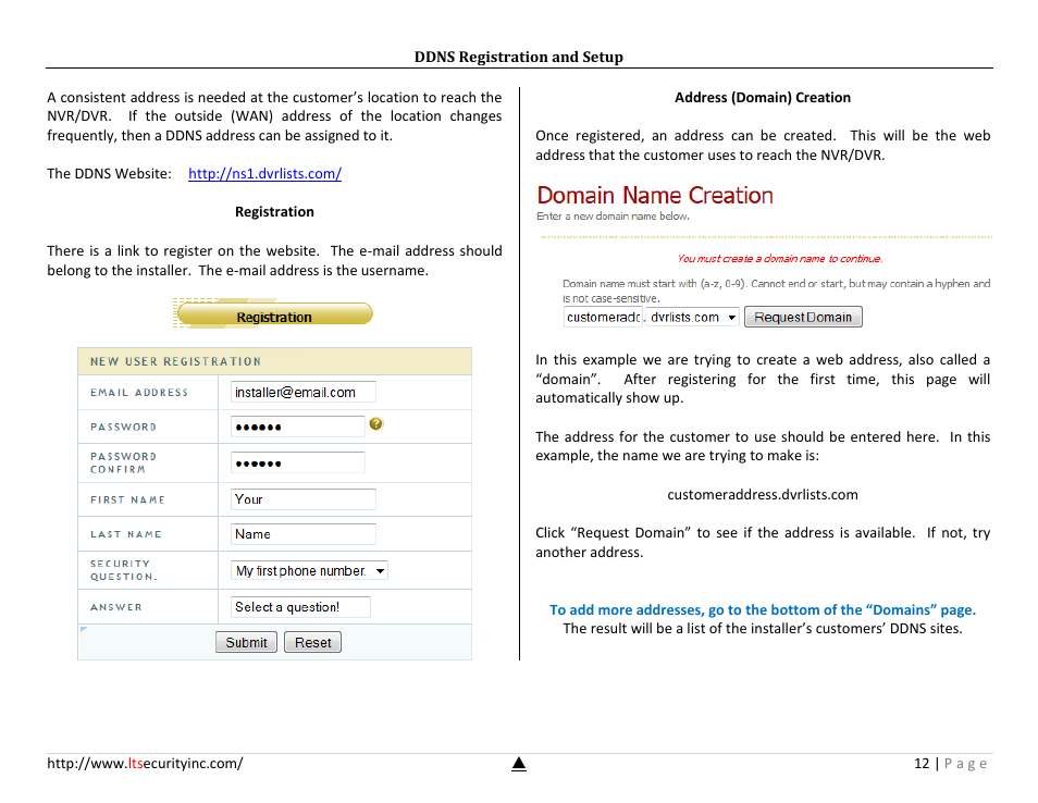 Ddns registration and setup | LT Security LTN7732-P8 Platinum Setup Guide User Manual | Page 12 / 24