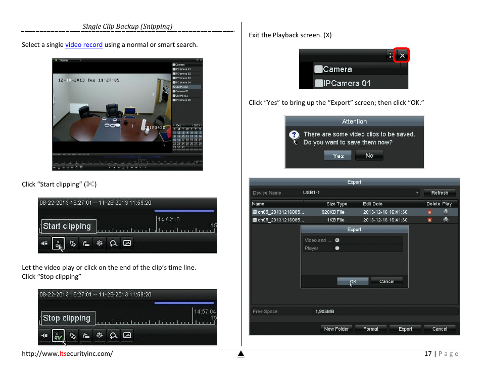 Single clip backup (snipping) | LT Security LTN7732-P8 Platinum Setup Guide User Manual | Page 17 / 24