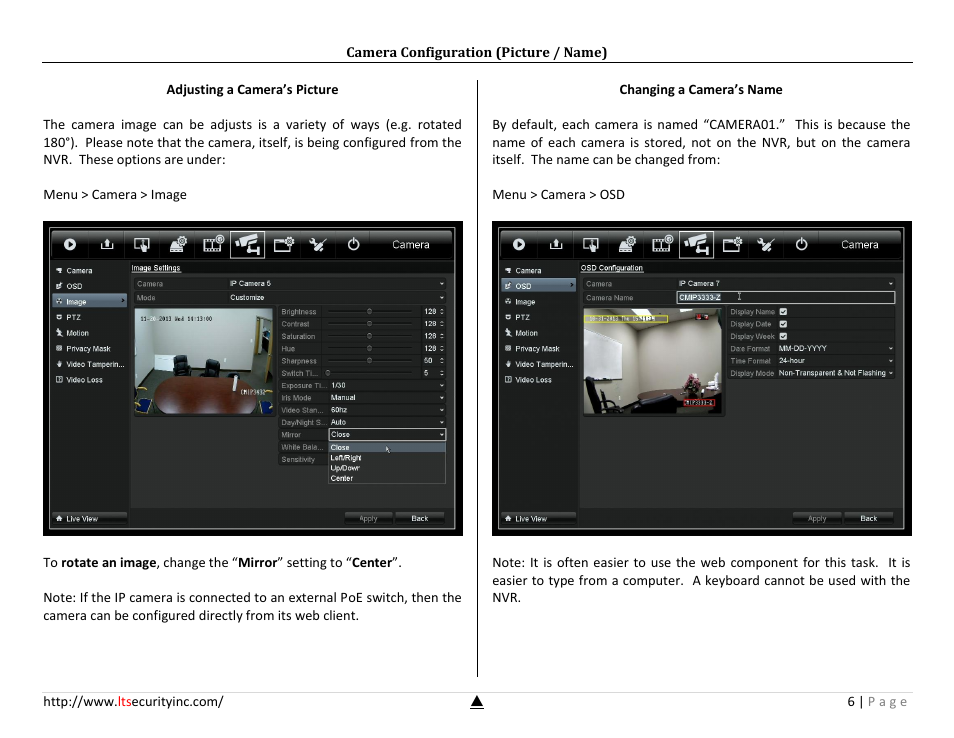 Camera configuration (picture / name) | LT Security LTN7732-P8 Platinum Setup Guide User Manual | Page 6 / 24