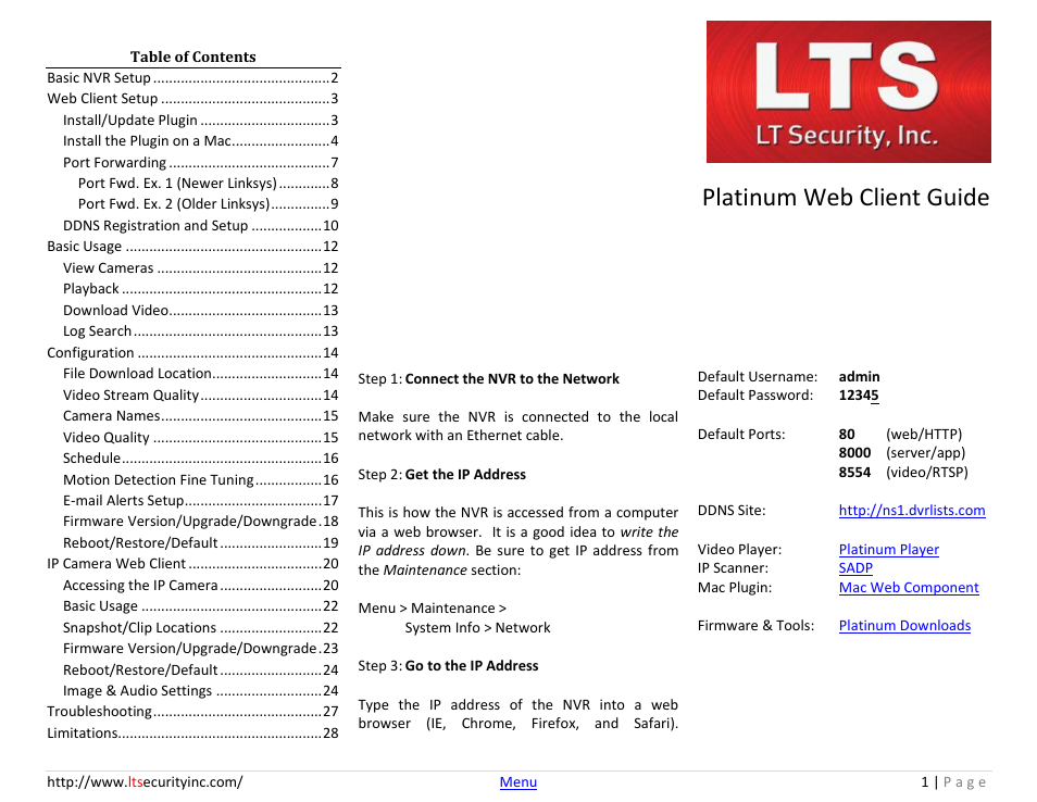 LT Security LTN7732-P8 Platinum Web Guide User Manual | 28 pages