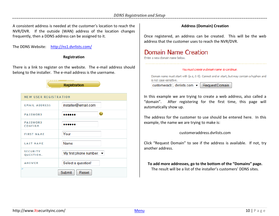 Ddns registration and setup | LT Security LTN7732-P8 Platinum Web Guide User Manual | Page 10 / 28