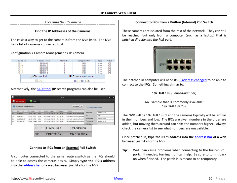 Ip camera web client, Accessing the ip camera | LT Security LTN7732-P8 Platinum Web Guide User Manual | Page 20 / 28