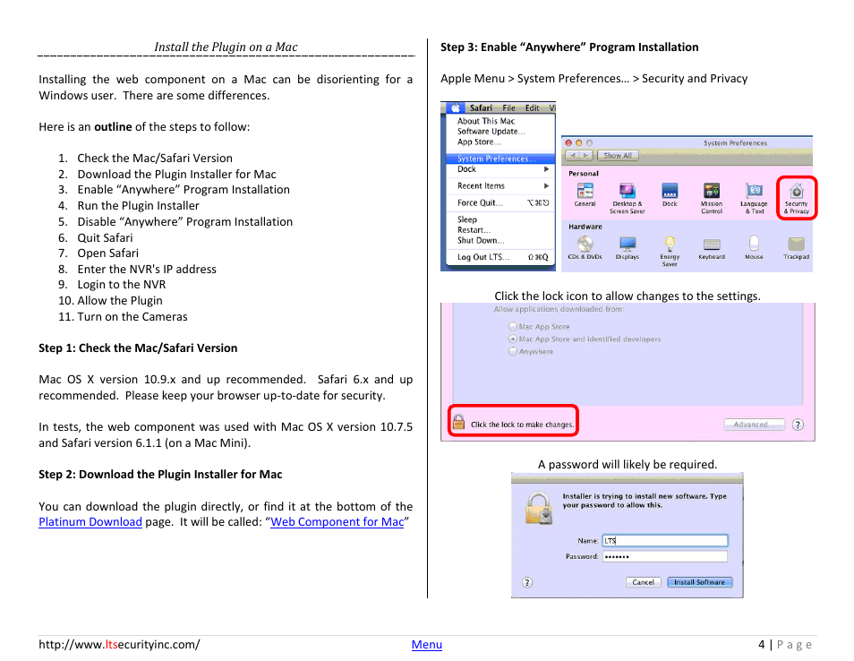Install the plugin on a mac | LT Security LTN7732-P8 Platinum Web Guide User Manual | Page 4 / 28