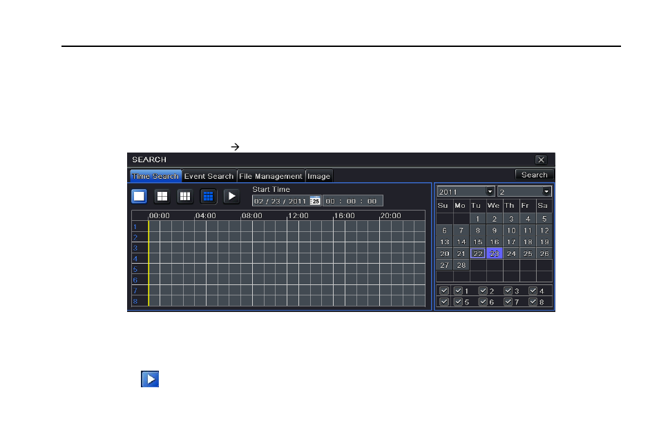Record search & playback and backup, 1 time search | LT Security LTD2308SE-B User Manual | Page 54 / 116