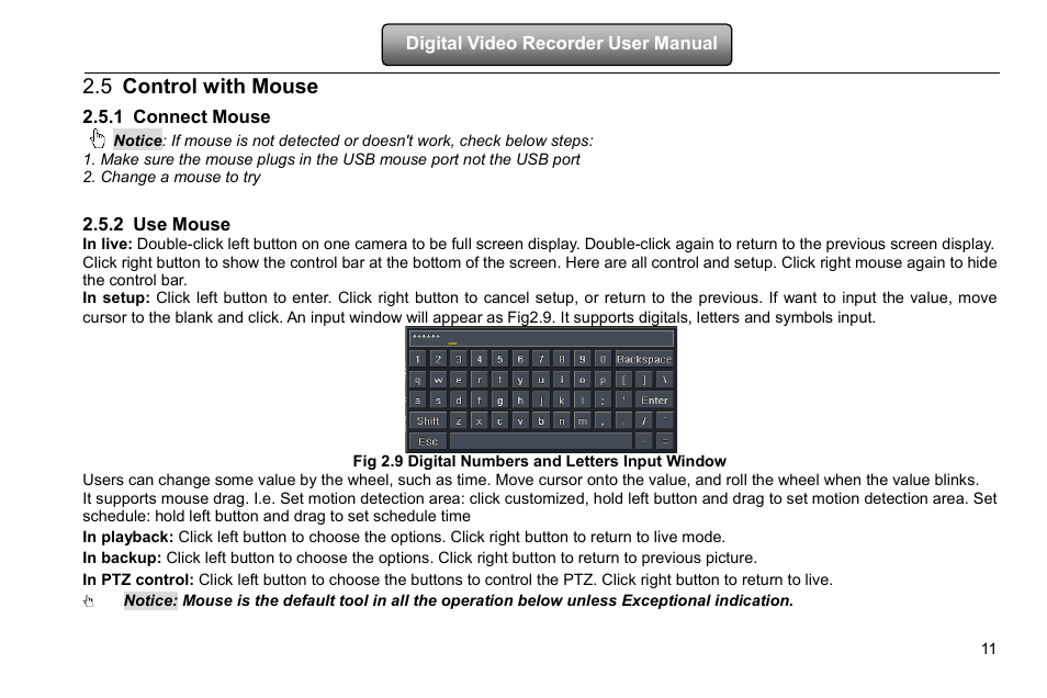 Control with mouse, Connect mouse, Change a mouse to try | Use mouse, 5 control with mouse, 1 connect mouse, 2 use mouse | LT Security LTD2516HD-C User Manual | Page 17 / 113