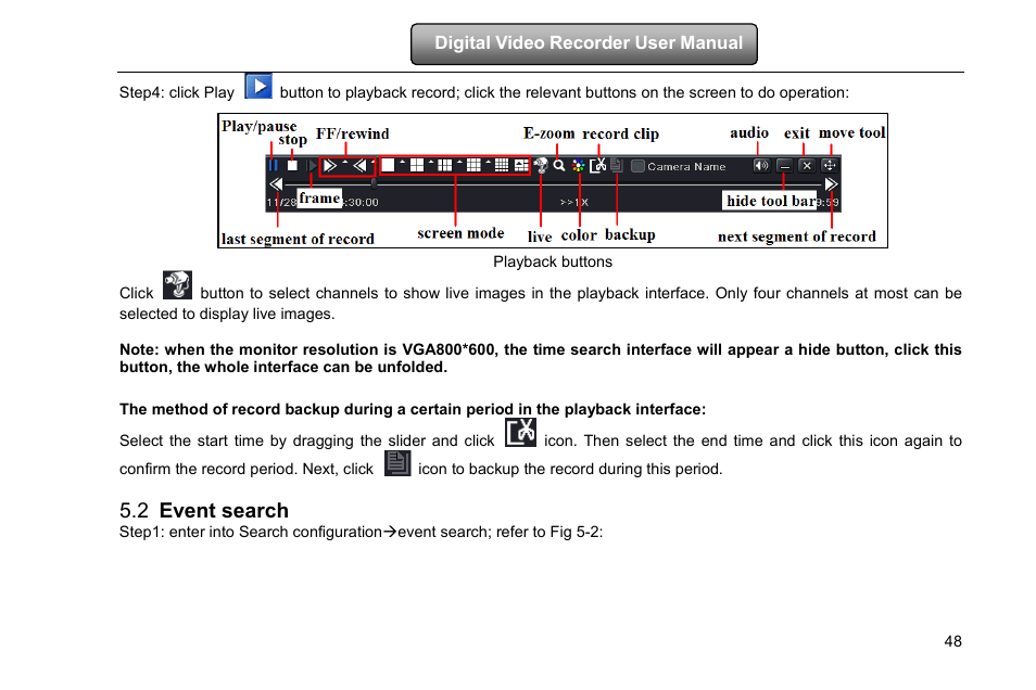 Event search, 2 event search | LT Security LTD2516HD-C User Manual | Page 54 / 113