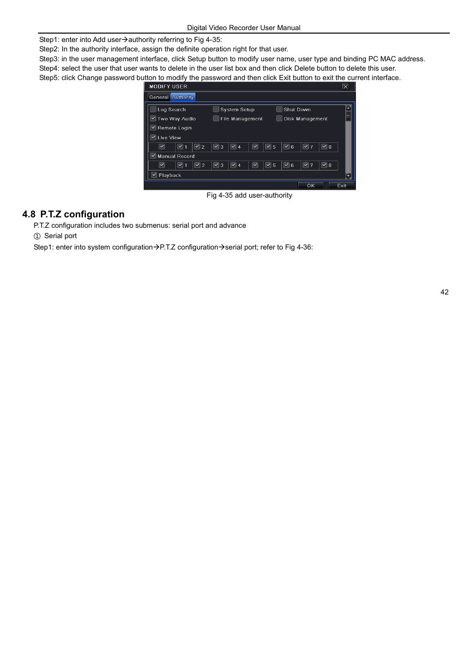 8 p.t.z configuration | LT Security LTD7926 User Manual | Page 48 / 111