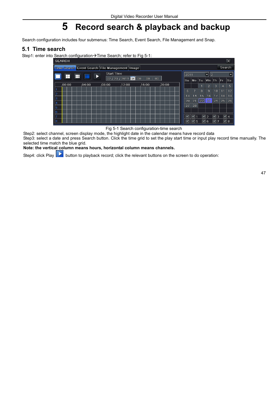 Record search & playback and backup | LT Security LTD7926 User Manual | Page 53 / 111