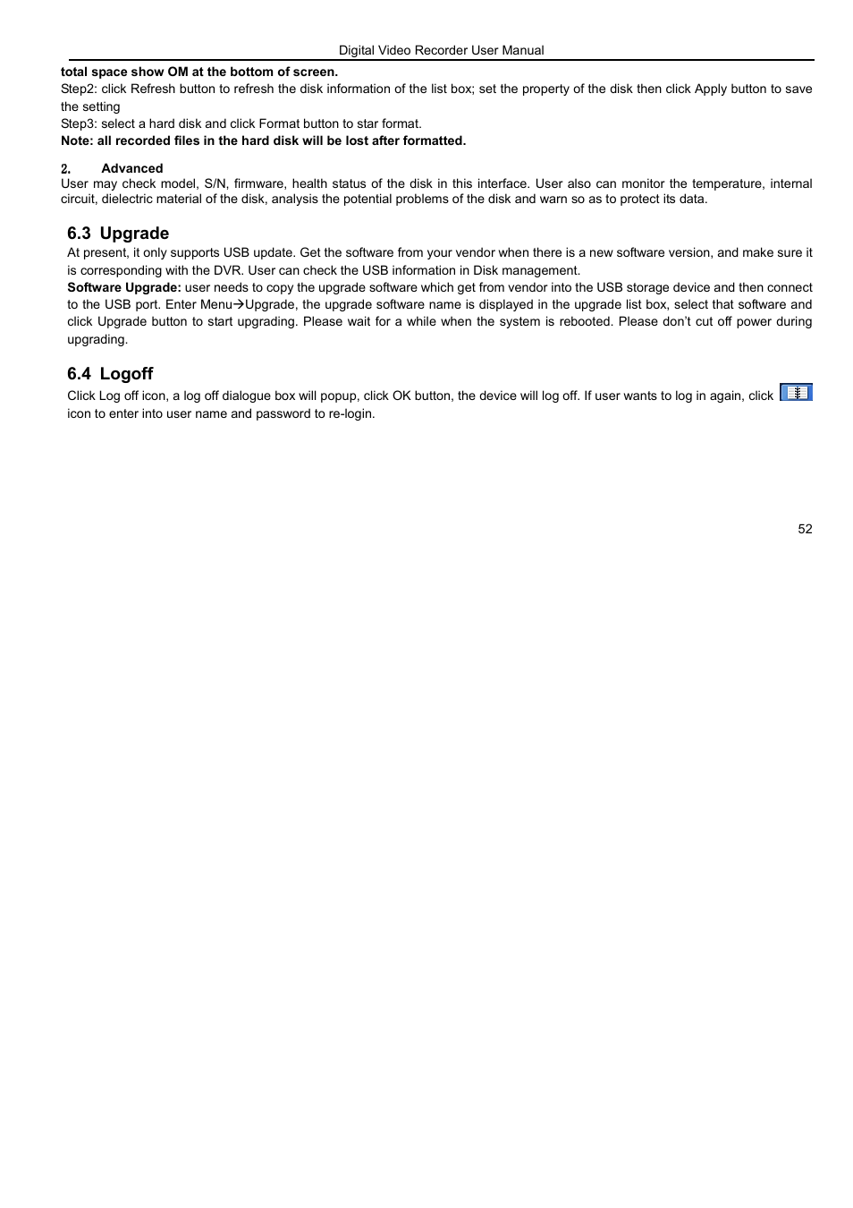 3 upgrade, 4 logoff | LT Security LTD7926 User Manual | Page 58 / 111