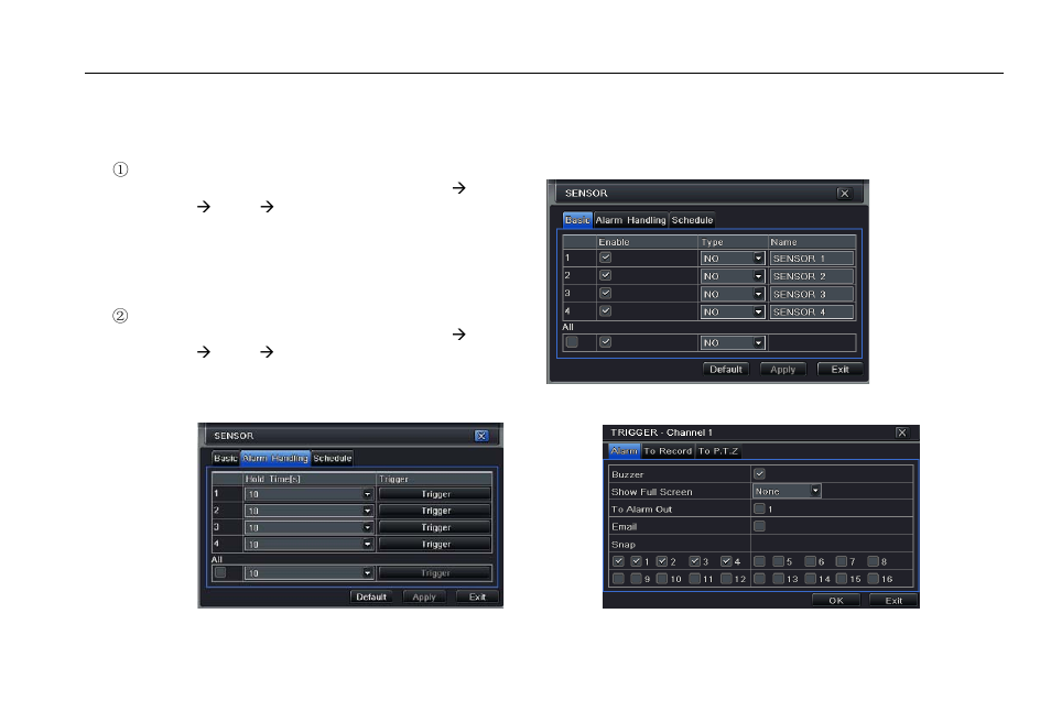 Alarm configuration, Sensor, 5 alarm configuration | 1 sensor | LT Security LTD2508SE User Manual | Page 33 / 107