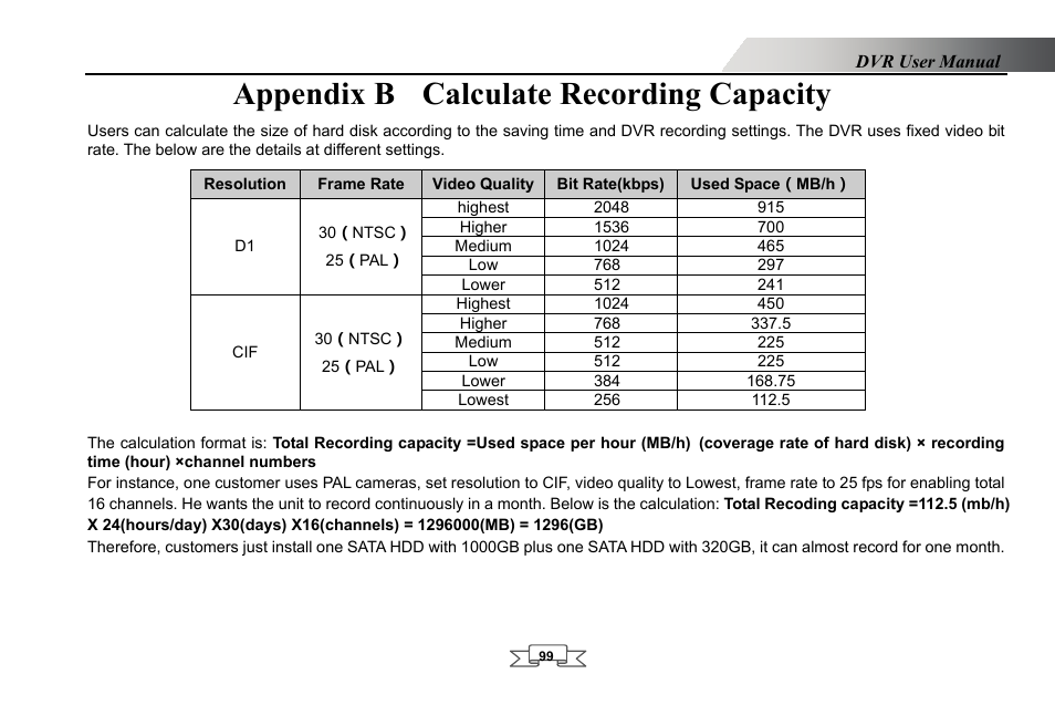 Appendix b calculate recording capacity | LT Security LTD2432MD User Manual | Page 105 / 110