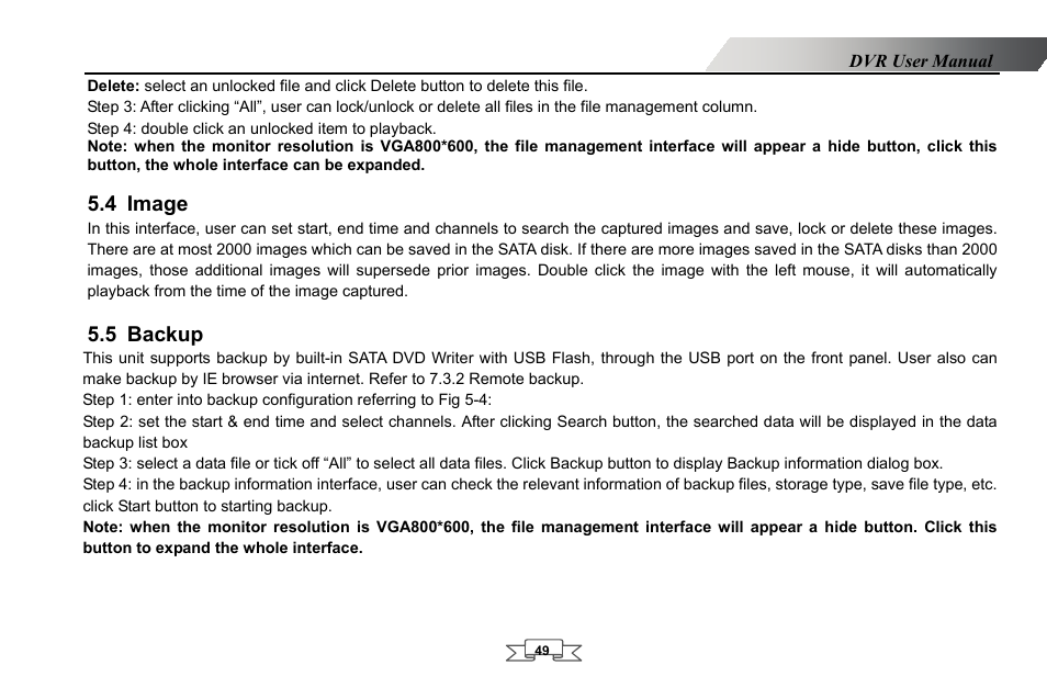 Image, Backup, 4 image | 5 backup | LT Security LTD2432MD User Manual | Page 55 / 110