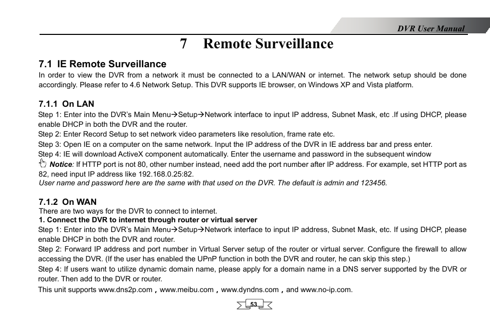 Remote surveillance, Ie remote surveillance, On lan | On wan, 7 remote surveillance, 1 ie remote surveillance, 1 on lan, 2 on wan | LT Security LTD2432MD User Manual | Page 59 / 110